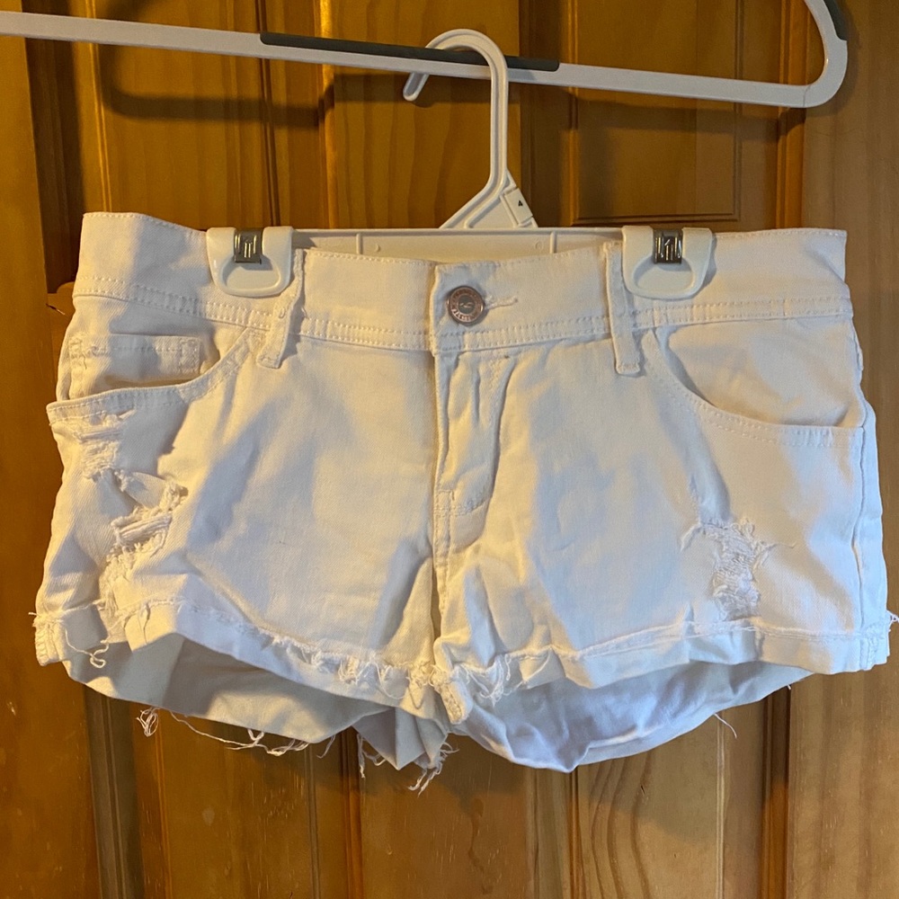 White Denim Distressed Shorts